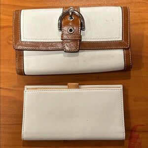Coach Light Cream with Salmon interior Wallet and Check Book - Genuine Leather